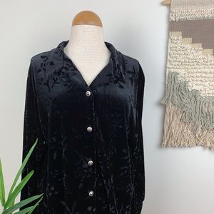 Diane Von Furstenberg Velvet Floral Button Up Top